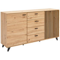 SIDEBOARD Oslo 154/86/40 cm 4 Schublade(n)  - Eichefarben/Schwarz, Lifestyle, Holzwerkstoff/Metall (154/86/40cm) - MID.YOU
