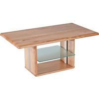 COUCHTISCH in Holz, Glas 110/65/50-69 cm  - Buchefarben, Konventionell, Glas/Holz (110/65/50-69cm) - Linea Natura