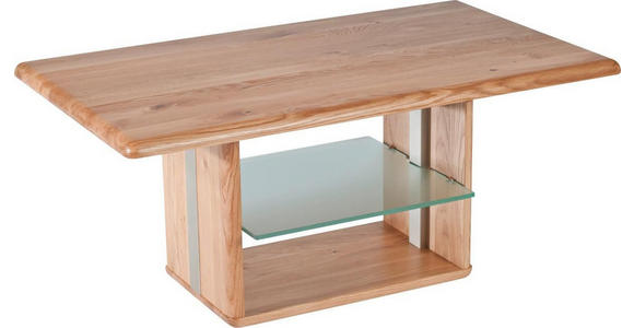 COUCHTISCH in Holz, Glas 110/65/50-69 cm  - Buchefarben, KONVENTIONELL, Glas/Holz (110/65/50-69cm) - Linea Natura