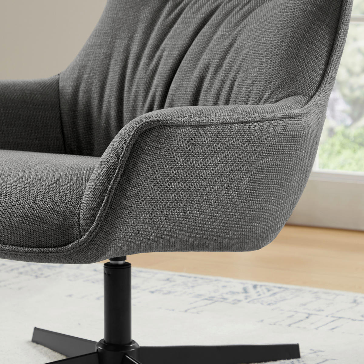 SESSEL in Struktur Grau  - Schwarz/Grau, MODERN, Textil/Metall (85/103/83cm) - Livetastic