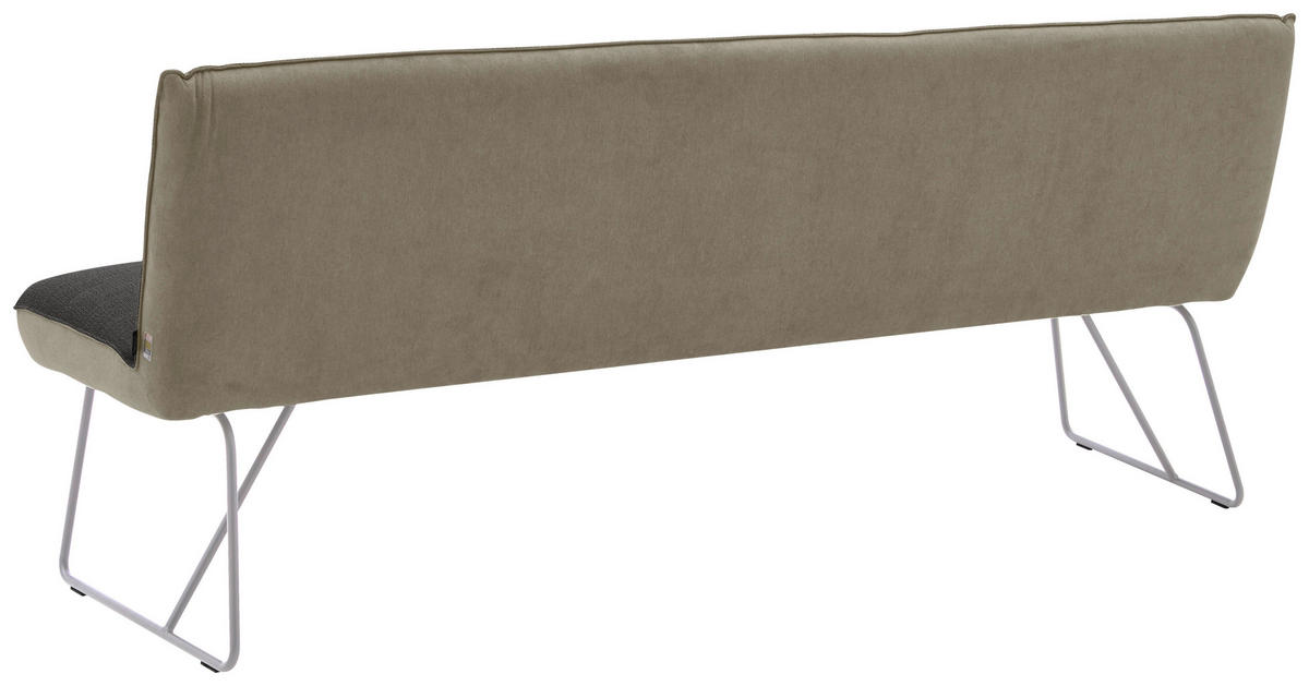SITZBANK in Metall, Textil Anthrazit, Edelstahlfarben, Greige  - Edelstahlfarben/Greige, Design, Textil/Metall (218/89/68cm) - Dieter Knoll