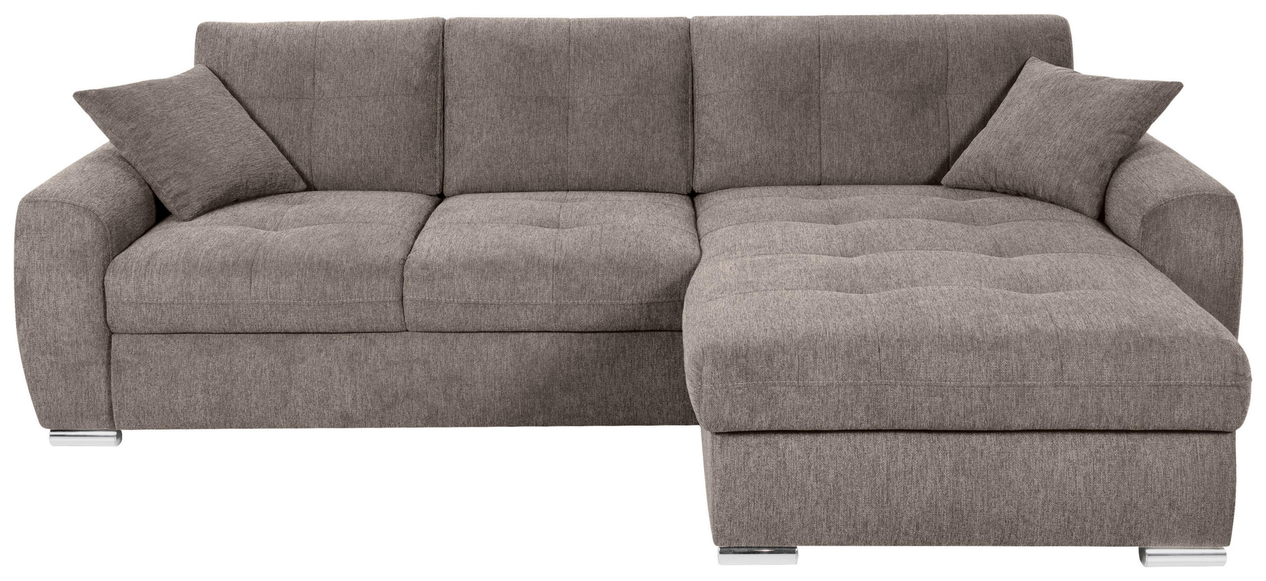 ECKSOFA in Mikrofaser Taupe  276/193 cm  - Taupe/Chromfarben, MODERN, Kunststoff/Textil (276/193cm) - Hom`in