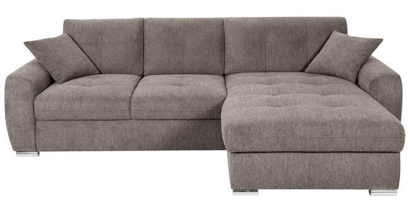 ECKSOFA in Mikrofaser Taupe 276/193 cm - Taupe/Chromfarben, MODERN, Kunststoff/Textil (276/193cm) - Hom`in