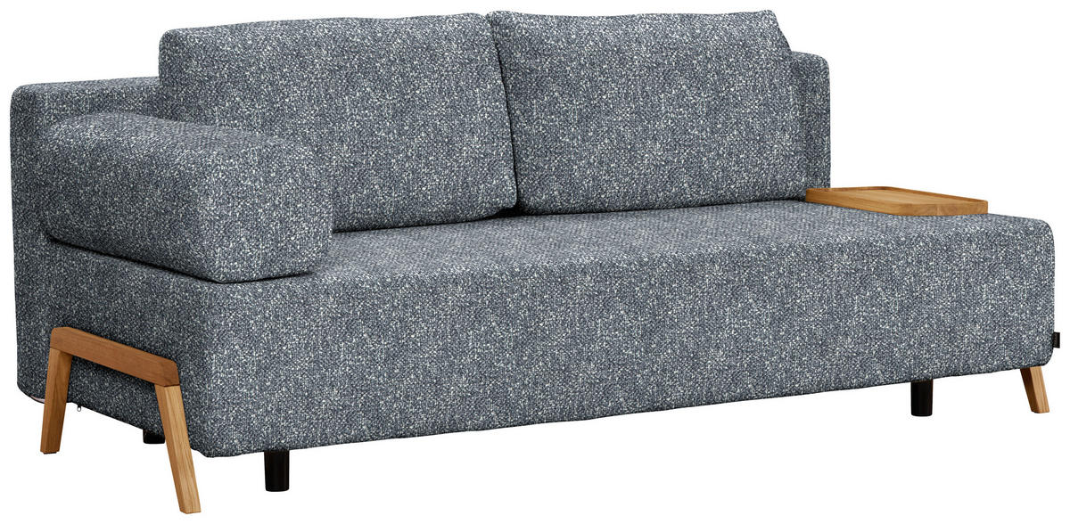 SCHLAFSOFA Bouclé Dunkelgrau  - Dunkelgrau/Naturfarben, Design, Holz/Textil (211/88/102cm) - Niels Andersson