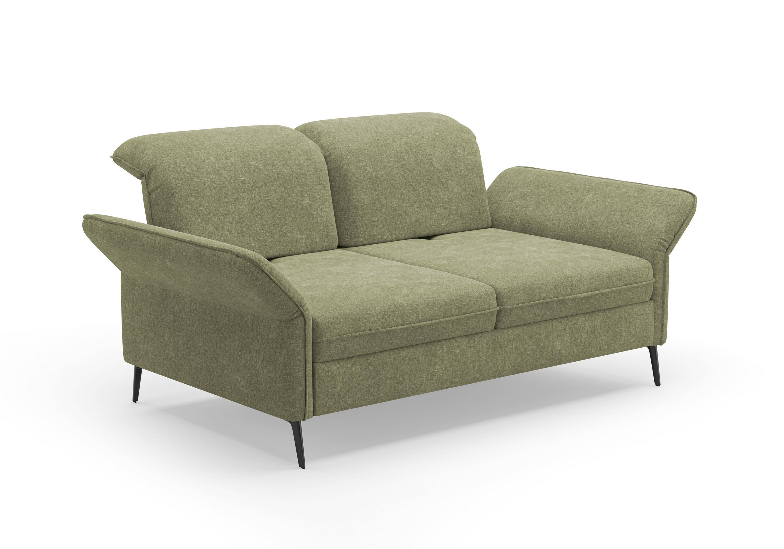 3-SITZER-SOFA in Flachgewebe Hellgrün  - Schwarz/Hellgrün, Konventionell, Textil/Metall (199/92/123cm) - Sit & More