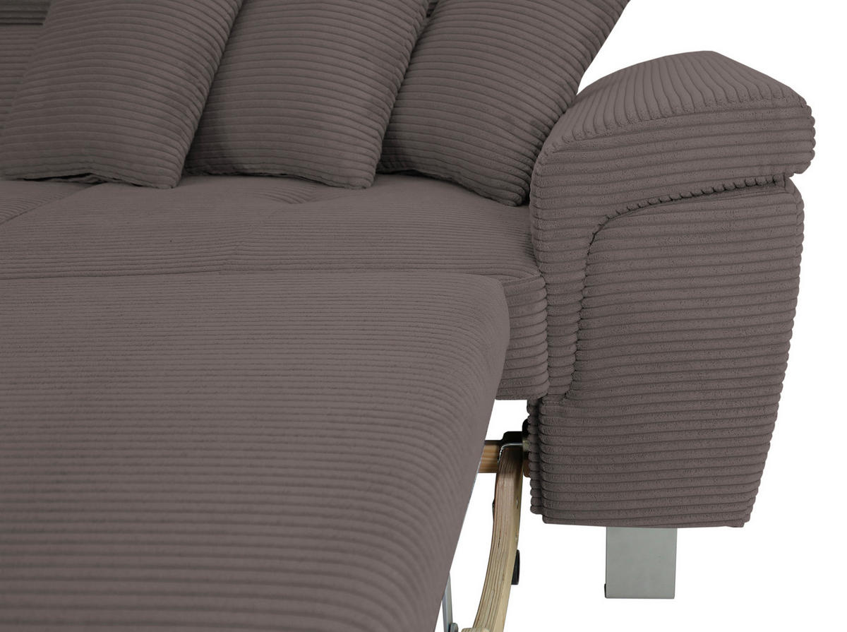 ECKSOFA in Cord Anthrazit  - Anthrazit/Silberfarben, Design, Textil/Metall (226/257cm) - Xora