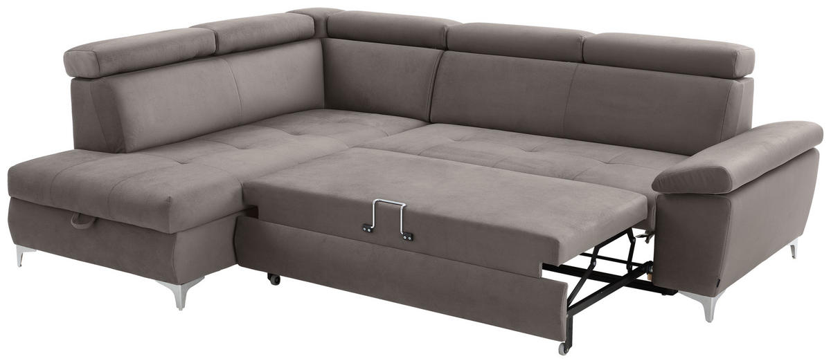 UGAONA GARNITURA sivobraon  - boja hroma/sivobraon, Konvencionalno, tekstil/metal (206/271cm) - Carryhome