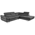 ECKSOFA  in Webstoff Dunkelgrau  280/235 cm  - Dunkelgrau, Design, Textil/Metall (280/235cm) - Hom`in