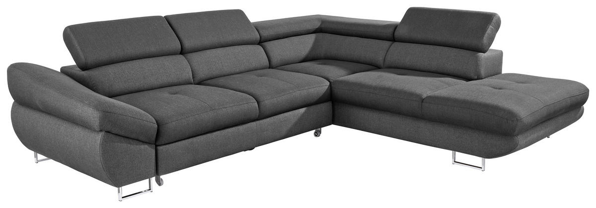 ECKSOFA Dunkelgrau Webstoff  - Dunkelgrau, Design, Textil/Metall (280/235cm) - Hom`in