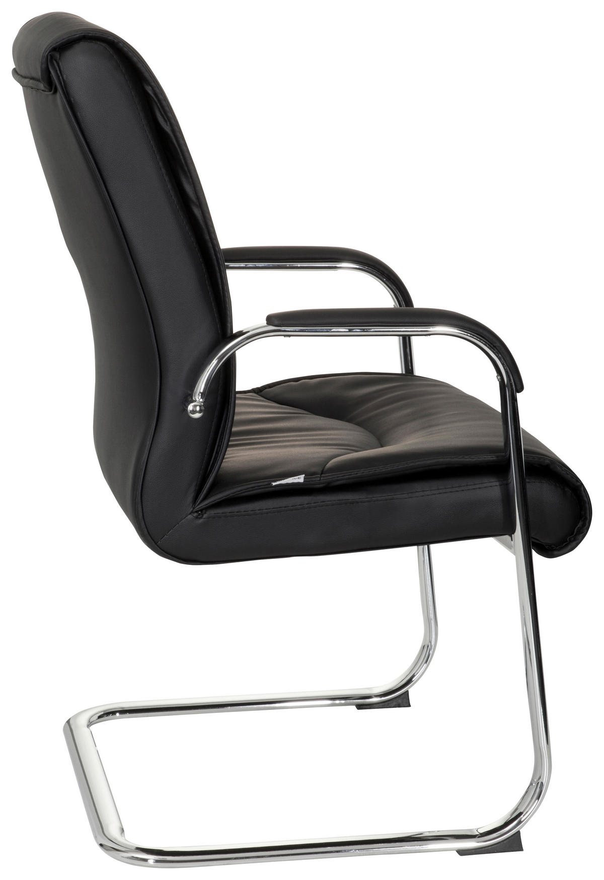 BESÖKSSTOL  i läderimitation svart, kromfärg  - kromfärg/svart, Modern, metall/textil (58/108/71cm) - MID.YOU