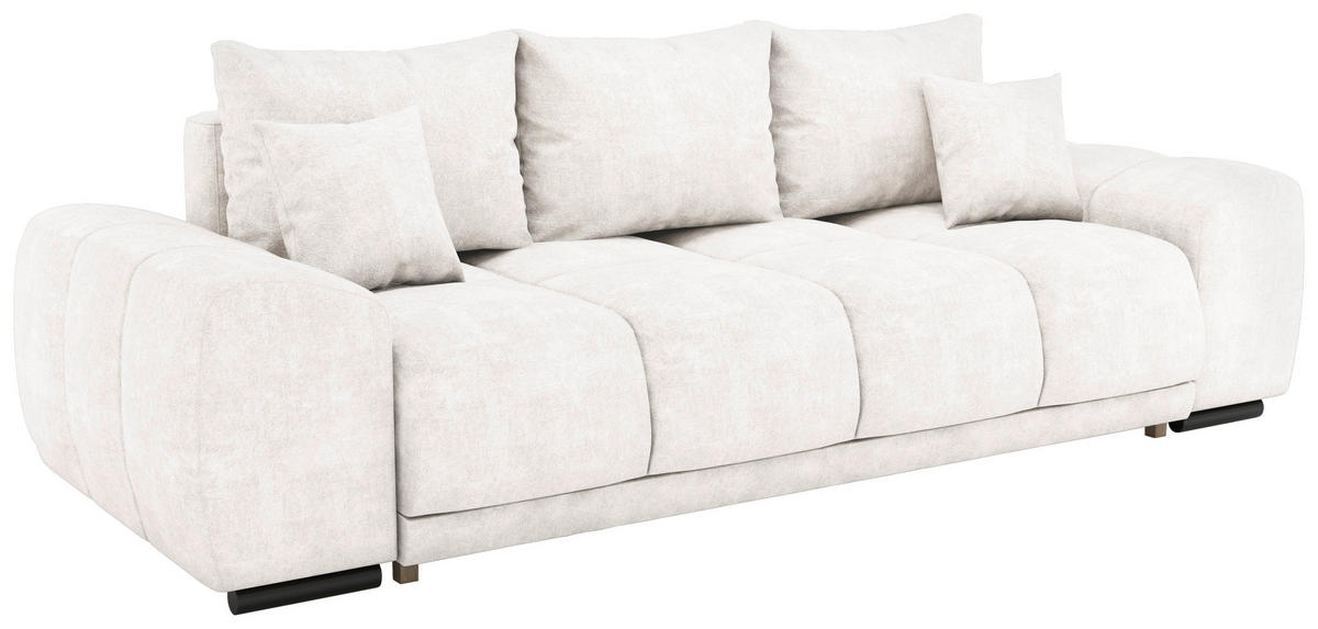 BIGSOFA Chenille Creme  - Creme/Schwarz, KONVENTIONELL, Kunststoff/Textil (266/89/104cm) - Carryhome