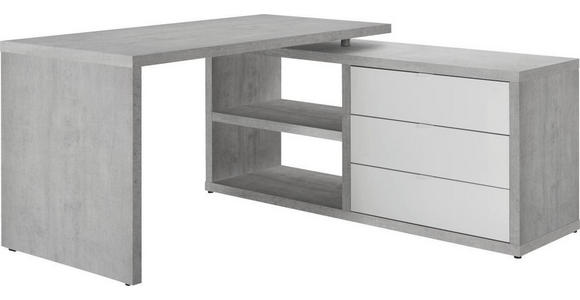 ECKSCHREIBTISCH 140/150/74 cm in Grau, Weiß Hochglanz - Weiß Hochglanz/Weiß, Design, Holzwerkstoff/Metall (140/150/74cm) - Carryhome