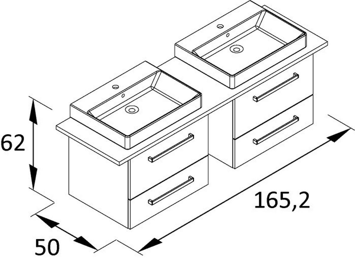 BADEZIMMER  in 165,2 cm  - Eichefarben/Anthrazit, KONVENTIONELL, Glas/Keramik (165,2cm) - Stylife