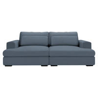 BIGSOFA Cord Blaugrau  - Blaugrau/Schwarz, Design, Textil (218/80/158cm) - Lomoco
