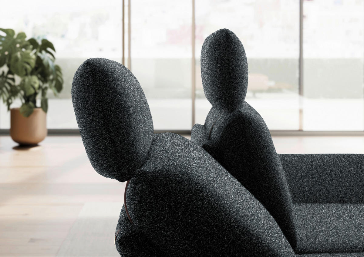 ECKSOFA  in Flachgewebe Anthrazit  234/155 cm  - Anthrazit/Schwarz, Design, Textil/Metall (234/155cm) - Dieter Knoll