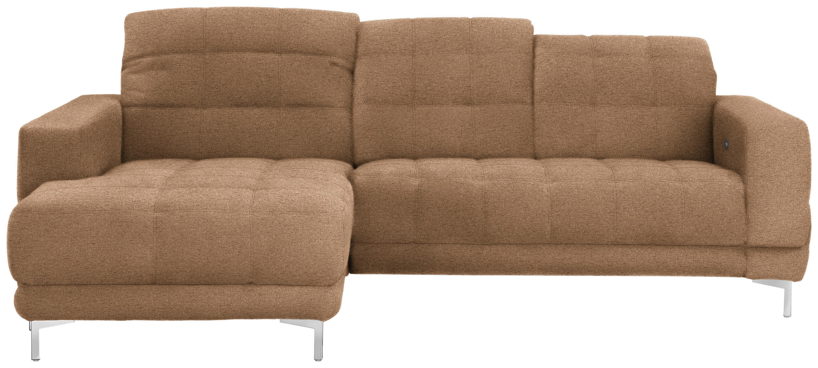 ECKSOFA Webstoff Braun  - Chromfarben/Braun, Design, Textil/Metall (187/260cm) - Xora