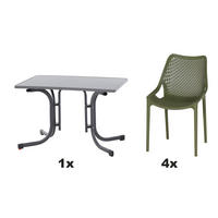 GARTENGARNITUR 5-teilig  - Anthrazit/Olivgrün, Basics, Holzwerkstoff/Kunststoff (70/81/110cm) - Siena Garden