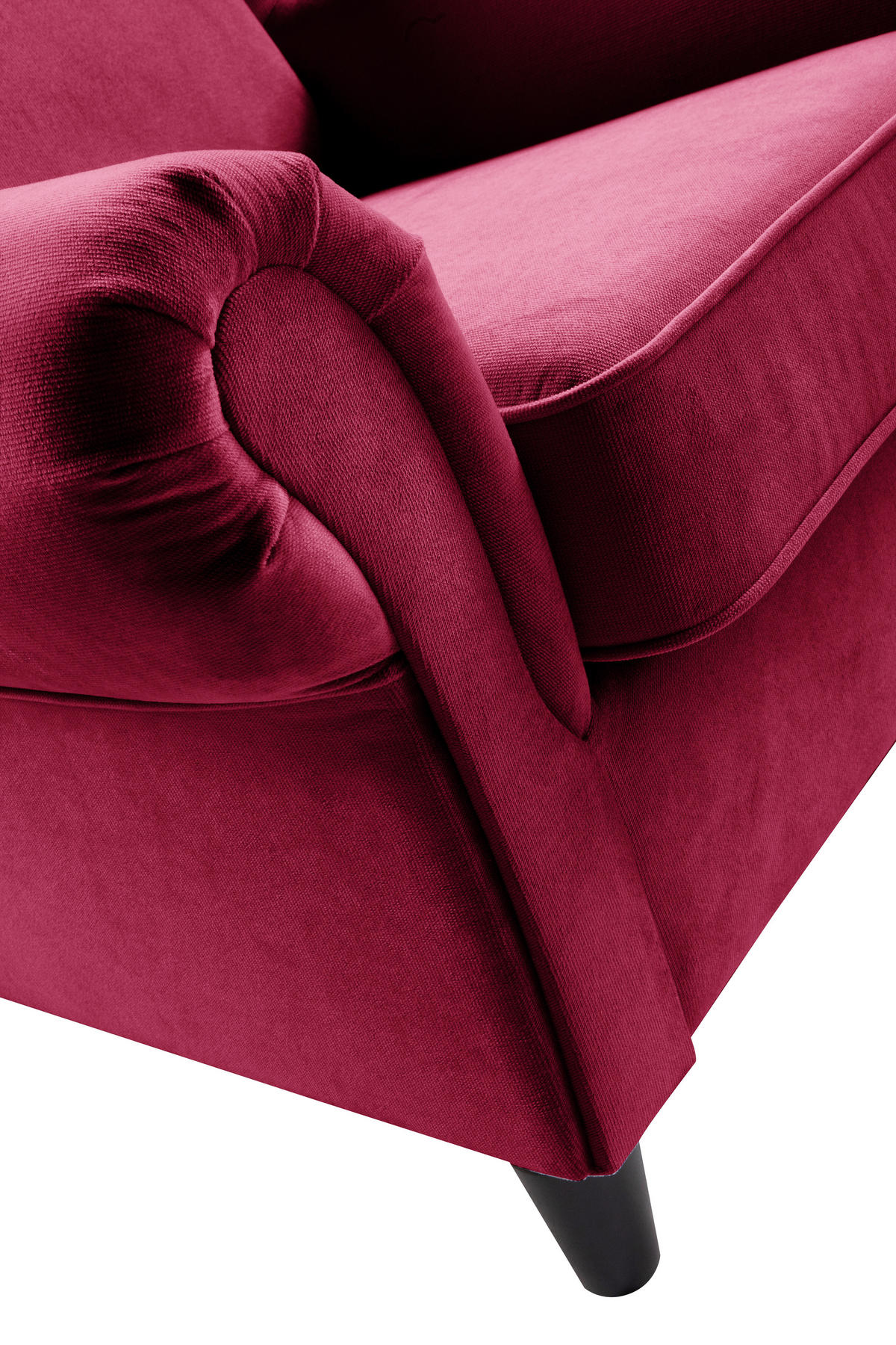 OHRENSESSEL in Plüsch Bordeaux  - Bordeaux/Schwarz, Design, Holz/Textil (94/112/92cm) - MID.YOU