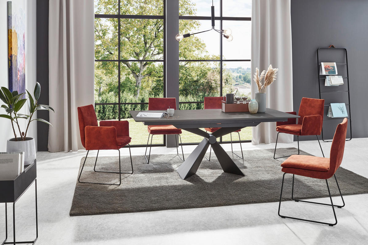 ESSTISCHMetall, Keramik 198/98/78 cm  - Schwarz/Grau, Design, Keramik/Metall (198/98/78cm) - Dieter Knoll