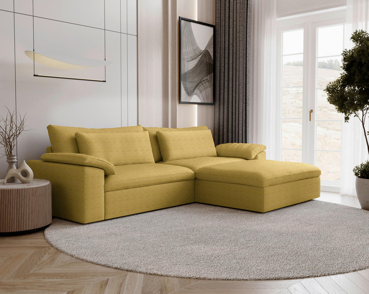 ECKSOFA  Chenille Currygelb  - Currygelb/Schwarz, Modern, Kunststoff/Textil (306/198cm) - Carryhome