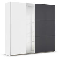 SCHWEBETÜRENSCHRANK 218/210/59 cm 2-türig Weiß, Dunkelgrau  - Dunkelgrau/Alufarben, Design, Glas/Holzwerkstoff (218/210/59cm) - Rauch Möbel
