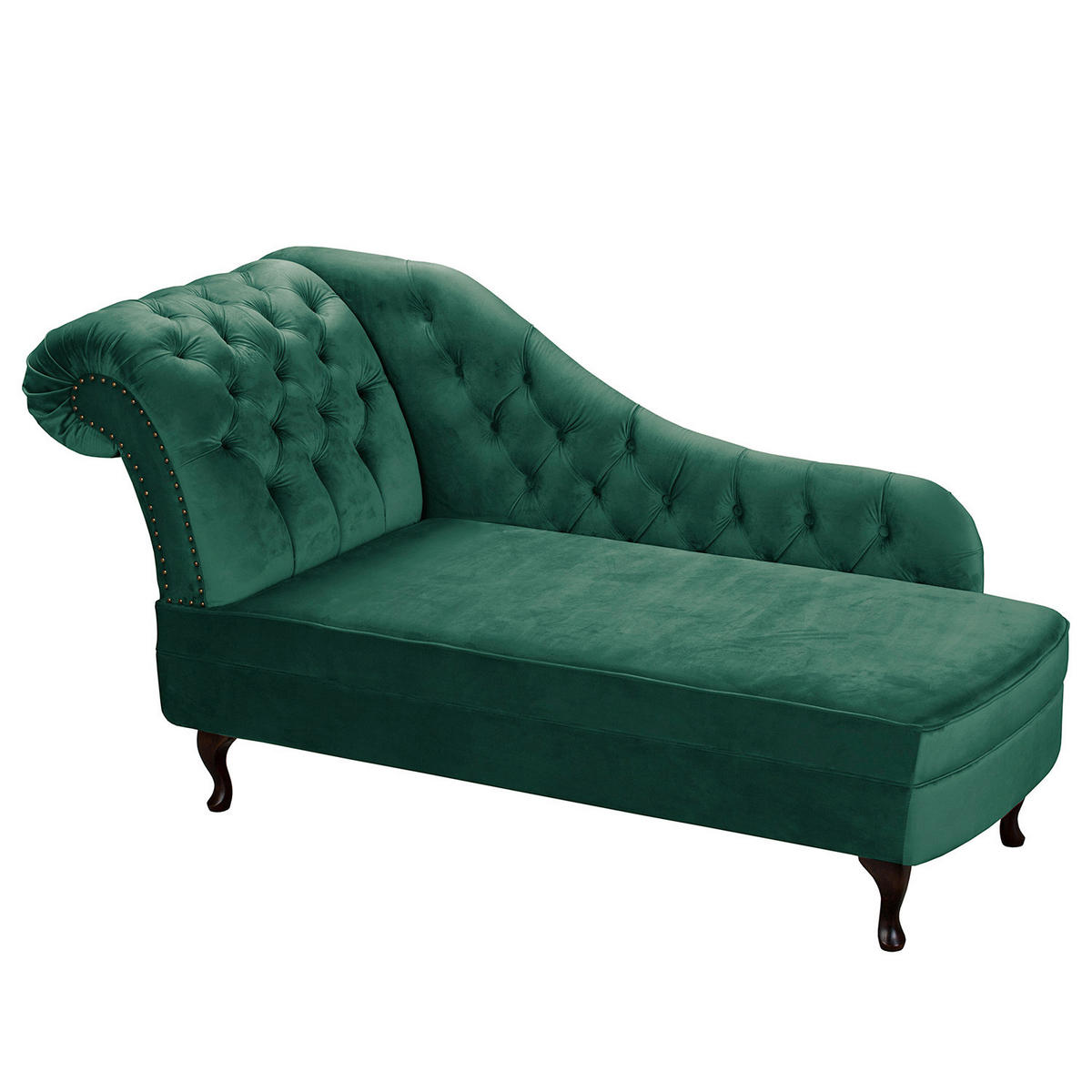 RÉCAMIERE Samt Grün  - Braun/Grün, Design, Holz/Textil (185/93/75cm) - Livetastic