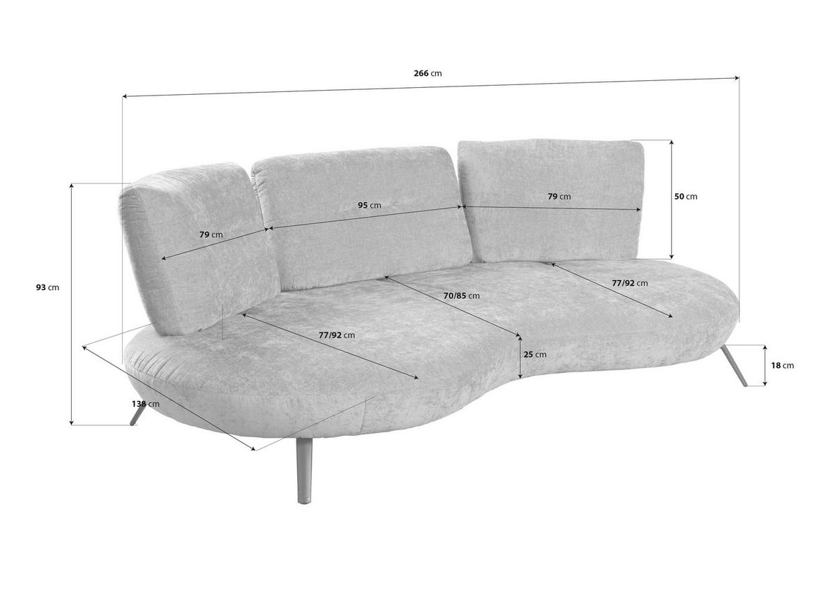 BIGSOFA Flachgewebe Rot  - Rot/Schwarz, Design, Textil/Metall (456/93/138cm) - Moderano