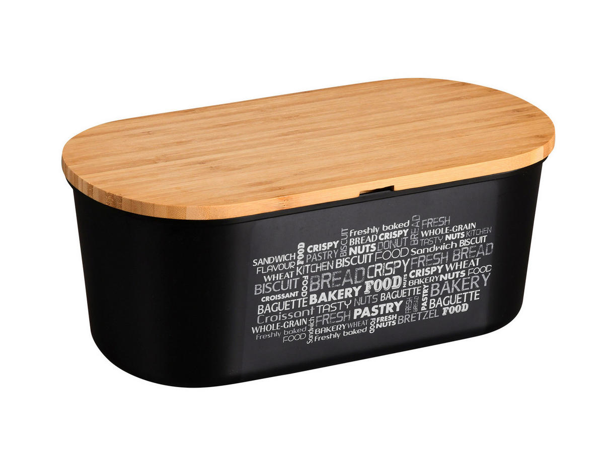 KUTIJA ZA KRUH  34/18/14 cm      - prirodne boje/crna, Basics, drvo/plastika (34/18/14cm) - Kesper