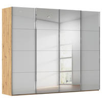 SCHWEBETÜRENSCHRANK 271/235/68 cm,  in Eiche Artisan, Seidengrau, 4 Tür(en)  - Chromfarben/Seidengrau, Design, Glas/Holzwerkstoff (271/235/68cm) - Novel