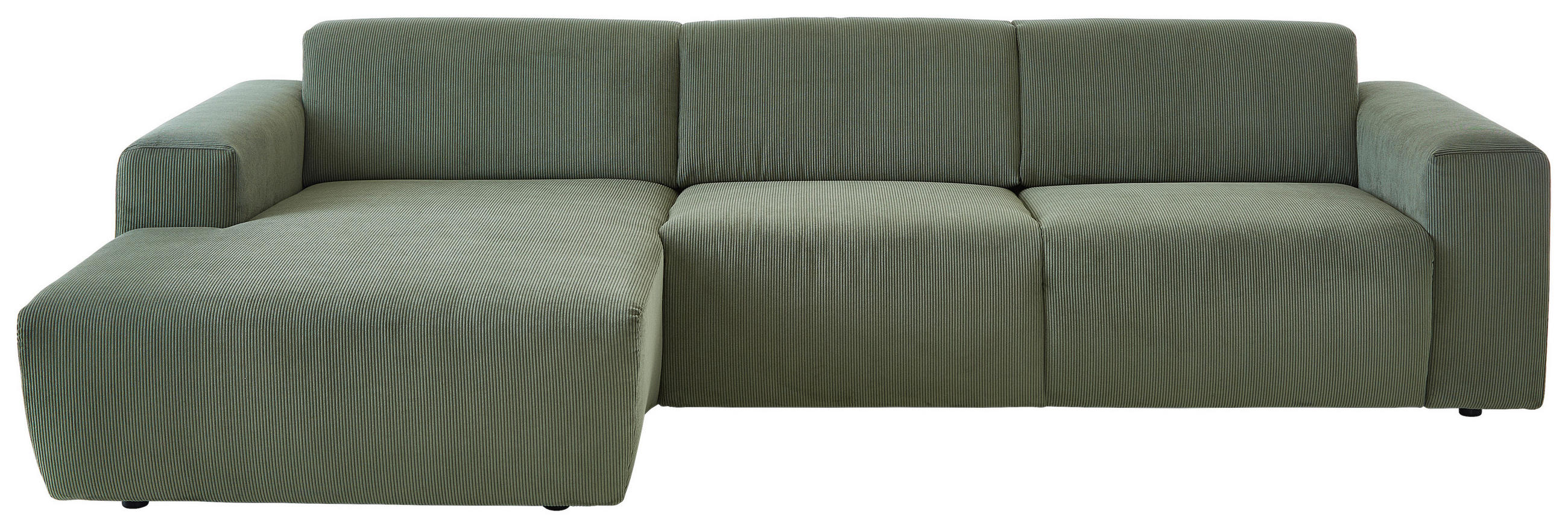 ECKSOFA Waldgrün Feincord  - Waldgrün/Schwarz, Design, Kunststoff/Textil (174/302cm) - Beldomo Style