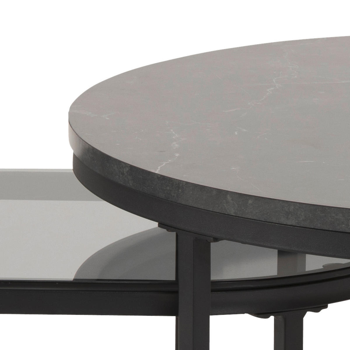 TABLE BASSE in Metall, Glas, Holzwerkstoff 70/70/42 cm  - noir, Konventionell, métal/verre (70/70/42cm) - MID.YOU