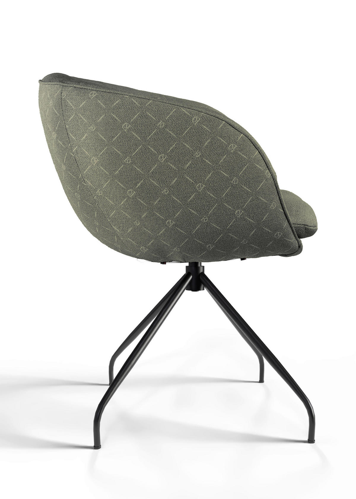 ARMLEHNSTUHL  Sitzfläche 360° drehbar, Gestellauswahl, ergonomische Rückenlehne, Stoff-/Lederauswahl Jacquard  Olivgrün  - Schwarz/Olivgrün, Design, Textil/Metall (62/81/63cm) - Dieter Knoll
