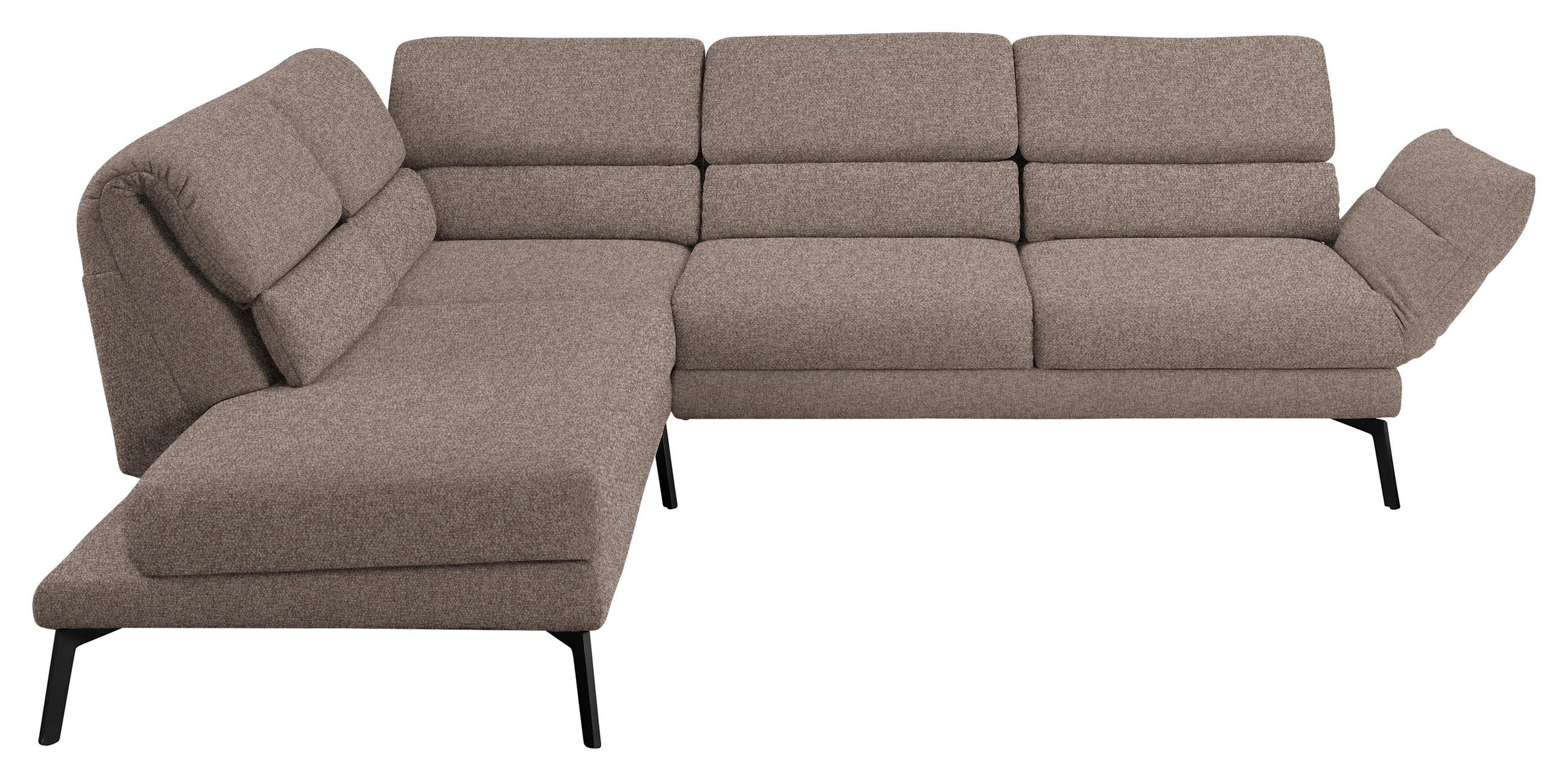 ECKSOFA in Flachgewebe Taupe  - Taupe/Schwarz, Design, Textil/Metall (212-253/256-363cm) - Dieter Knoll