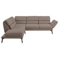 ECKSOFA in Flachgewebe Taupe  212-253/256-363 cm  - Taupe/Schwarz, Design, Textil/Metall (212-253/256-363cm) - Dieter Knoll
