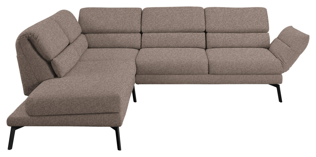 ECKSOFA in Flachgewebe Taupe  212-253/256-363 cm  - Taupe/Schwarz, Design, Textil/Metall (212-253/256-363cm) - Dieter Knoll