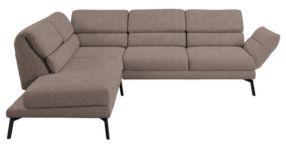 ECKSOFA in Flachgewebe Taupe 212-253/256-363 cm - Taupe/Schwarz, Design, Textil/Metall (212-253/256-363cm) - Dieter Knoll