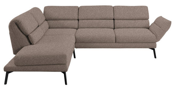 ECKSOFA in Flachgewebe Taupe  - Taupe/Schwarz, Design, Textil/Metall (207/253cm) - Dieter Knoll