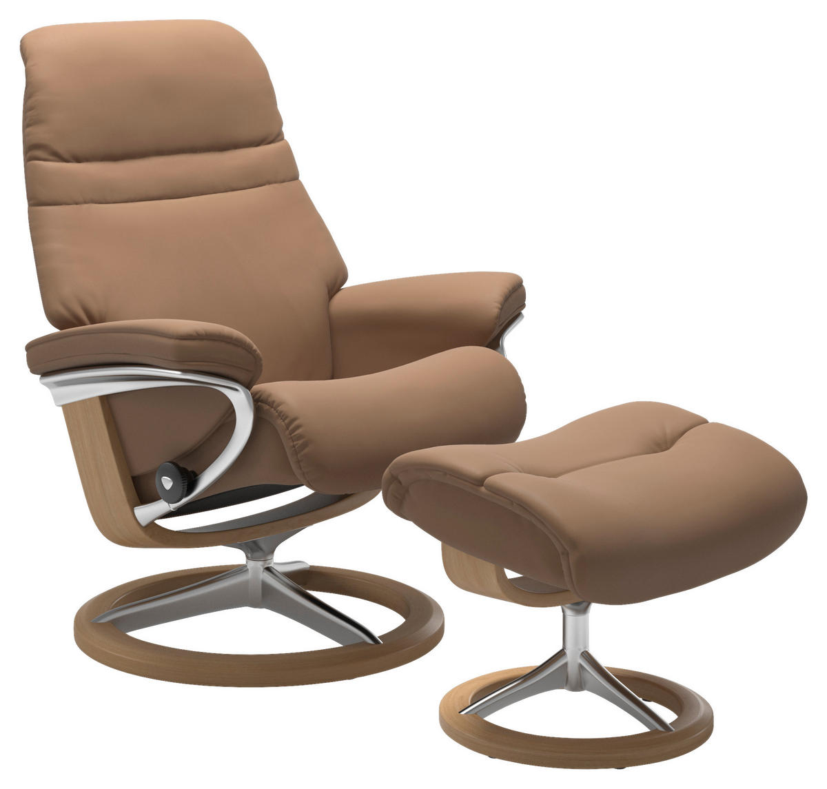 RELAXSESSELSET in Leder Hellbraun  - Hellbraun/Eichefarben, KONVENTIONELL, Leder/Holz (83/105/74cm) - Stressless