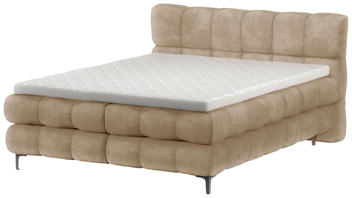 BOXBETT 160/200 cm  in Creme  - Creme/Schwarz, Design, Textil/Metall (160/200cm) - Ti'me