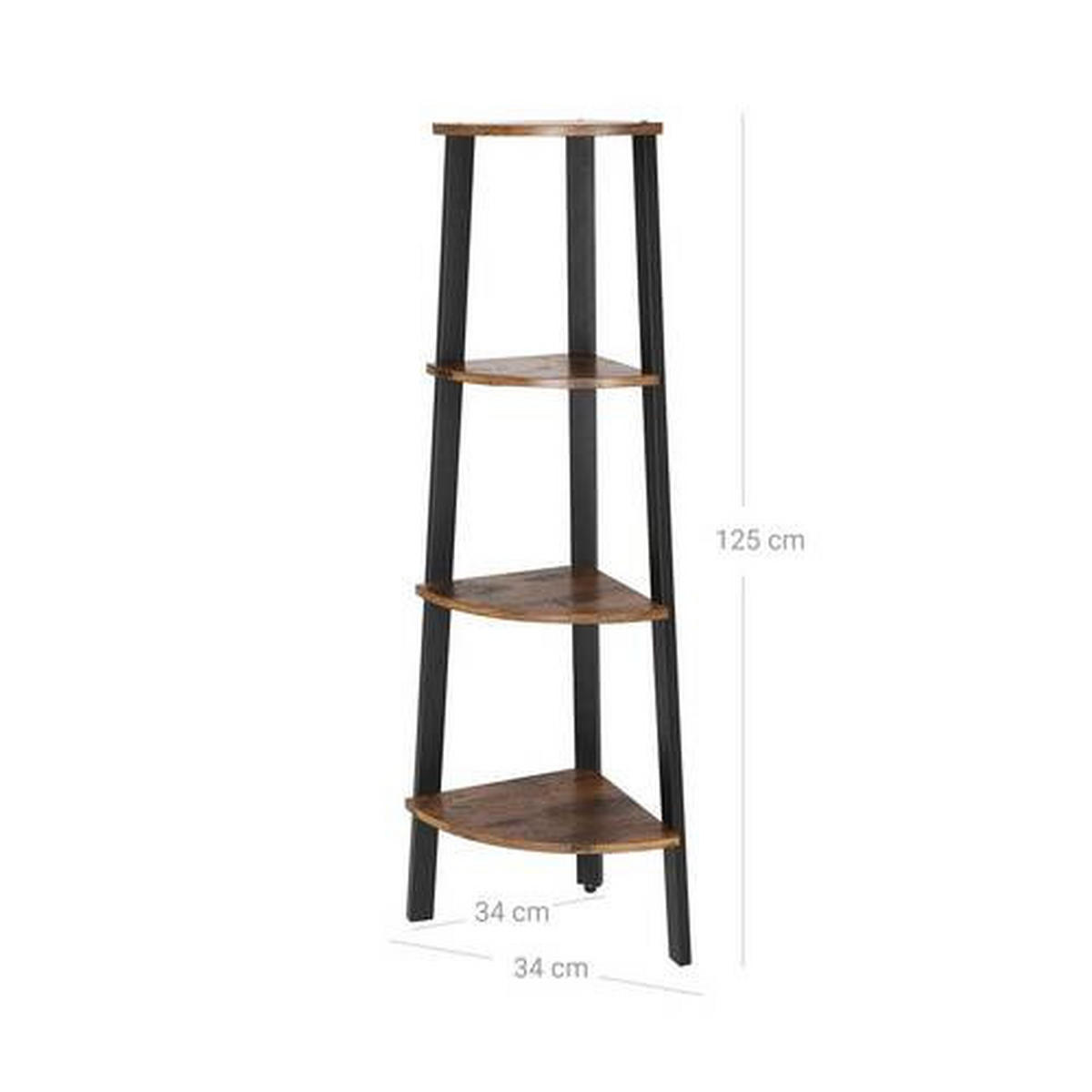 REGÁL, hnedá, čierna, 33,9/124,5/33,9 cm - hnedá/čierna, Basics, kompozitné drevo (33,9/124,5/33,9cm) - Boxxx