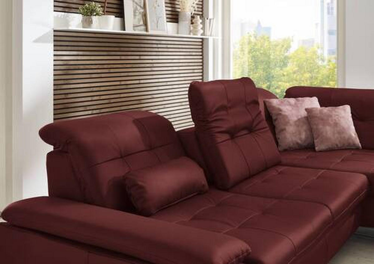 ECKSOFA in Echtleder Brombeere  - Brombeere/Alufarben, Design, Leder/Metall (309/211cm) - Beldomo Speed