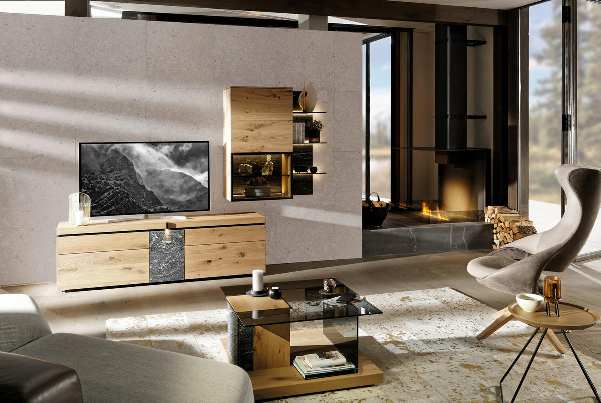 BEISTELLTISCH in Holz 55,6/51,2/45 cm  - Wildeiche/Anthrazit, Design, Holz/Metall (55,6/51,2/45cm) - Voglauer