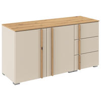 KOMMODE , 120/61/42 cm, 3 Schublade(n)  - Champagner/Alufarben, Design, Holz/Holzwerkstoff (120/61/42cm) - Stylife