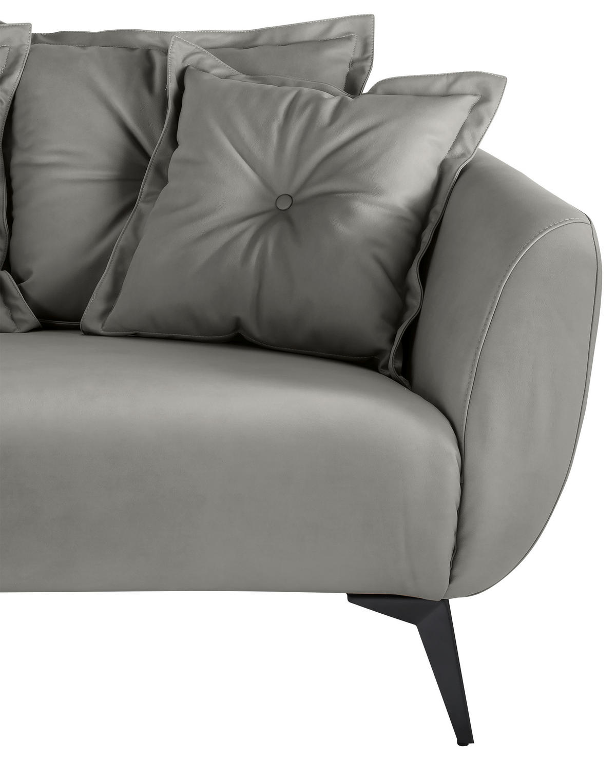 ECKSOFA Grau Lederlook  - Schwarz/Grau, MODERN, Textil/Metall (162/277cm) - Livetastic