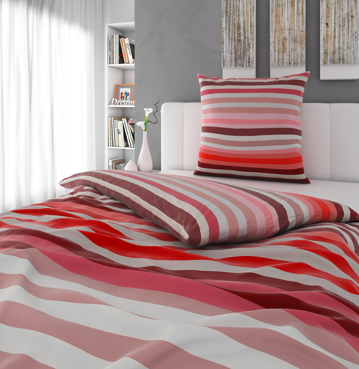 BETTWÄSCHE Arai Satin 155/220 cm  - Rot, Basics, Textil (155/220cm) - Novel