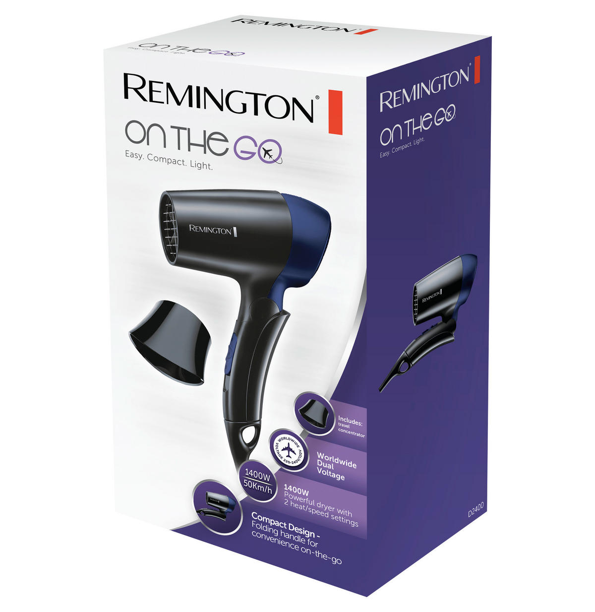 REISEHAARTROCKNER  - Schwarz/Grau, Basics, Kunststoff (14/25/7,5cm) - Russell Hobbs