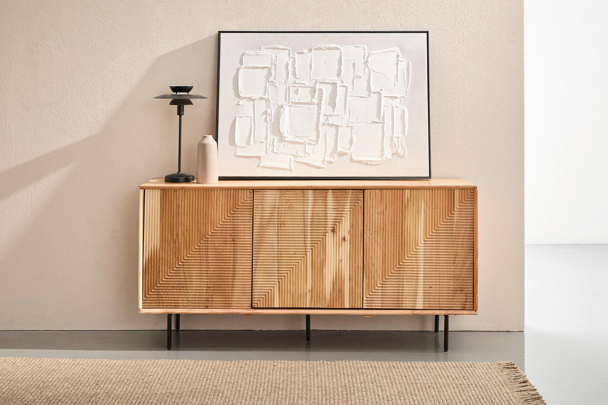 SIDEBOARD  147/71/39 cm  - Schwarz/Akaziefarben, Design, Holz/Metall (147/71/39cm) - Livetastic