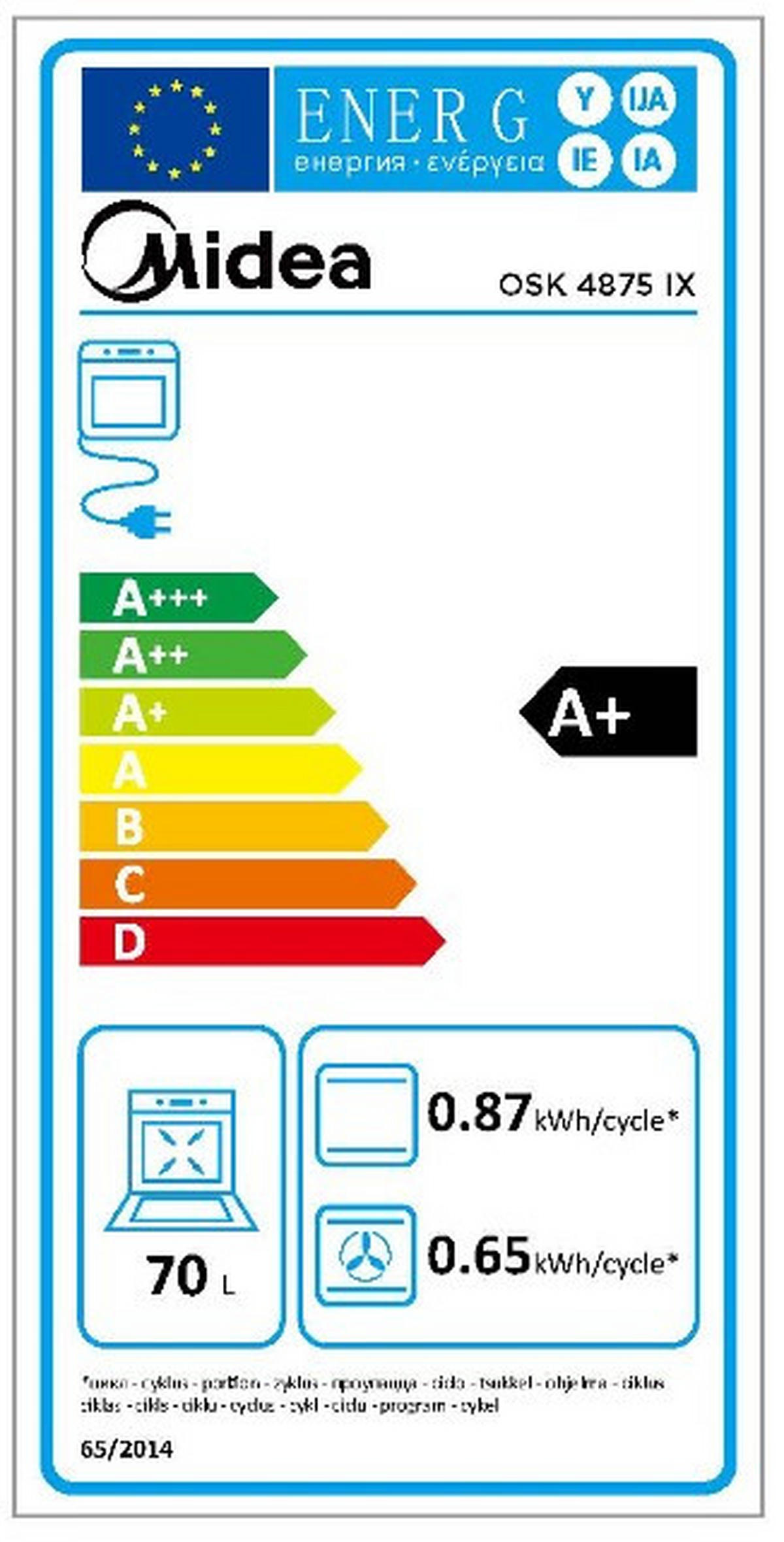HERDSET OSK 4875 IX  - Edelstahlfarben/Schwarz, Basics, Glas/Metall (59.5/59.5/57.5cm) - Midea