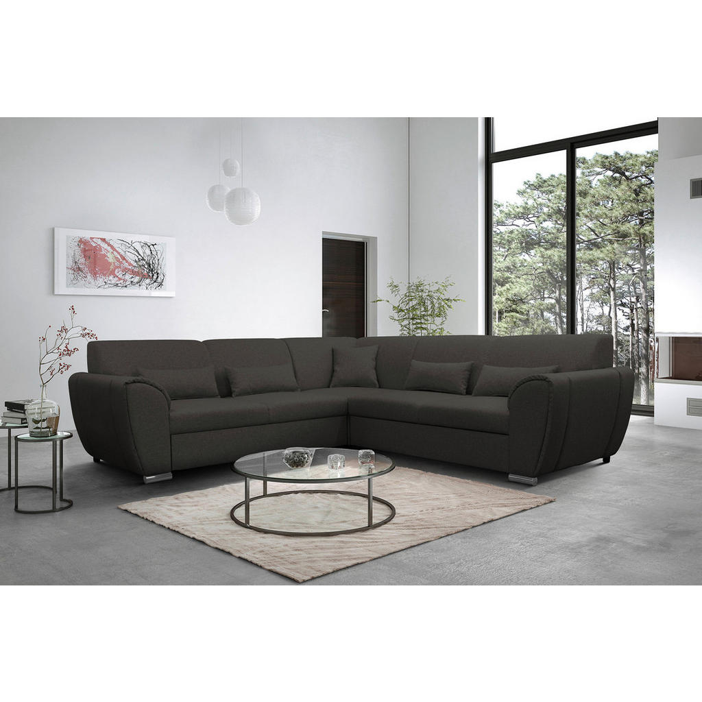 Thumbnail - Livetastic Ecksofa, Anthrazit, Textil, 5-Sitzer, Füllung: Schaumstoff, Ottomane rechts, L-Form, 266x266 cm, Made in EU, ...