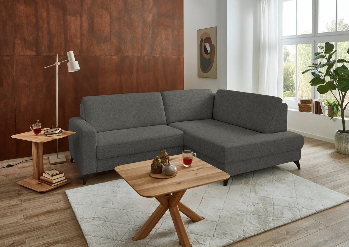 ECKSOFA  Chenille Grau  - Schwarz/Grau, Design, Textil/Metall (239/182cm) - Beldomo Comfort